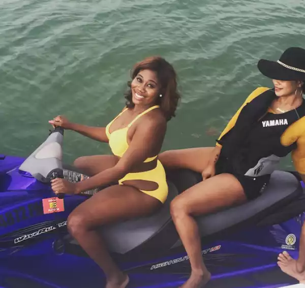 OAP Gbemi OO Shows Off Her Curves In A 2-piece Yellow Swimsuit [See Photos]